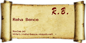 Reha Bence névjegykártya